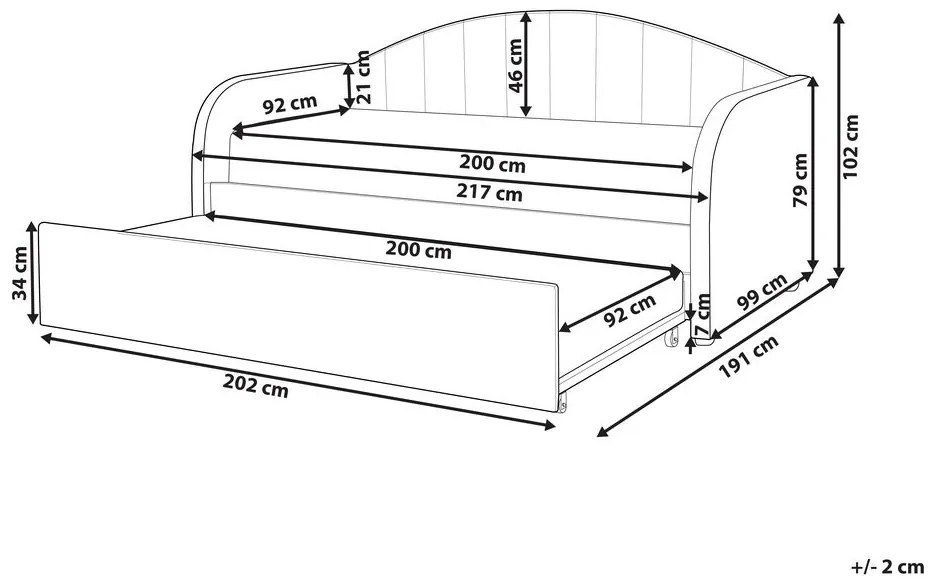 Pat de o persoană 200 x 90 cm Eithan (roz) (cu somieră). 1078827