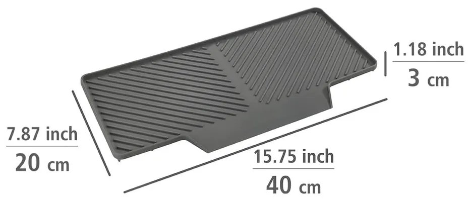 Tavă scurs vase Wenko Neli, 20 x 40 cm, gri închis