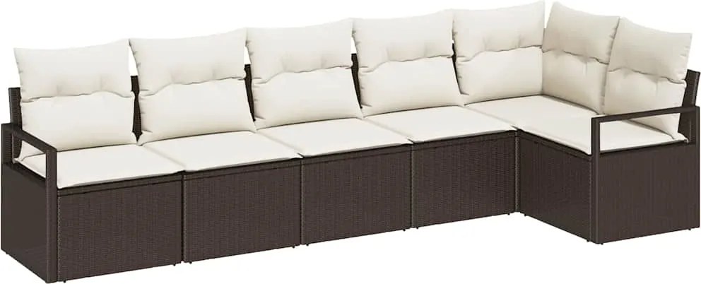 vidaXL Set de canapele pentru grădină 6 pcs Maro și alb poliratan