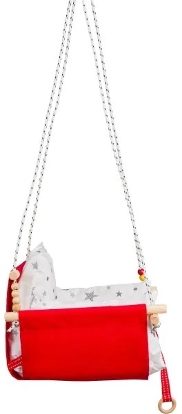 Leagăn textil pentru copii SELALE alb/roșu