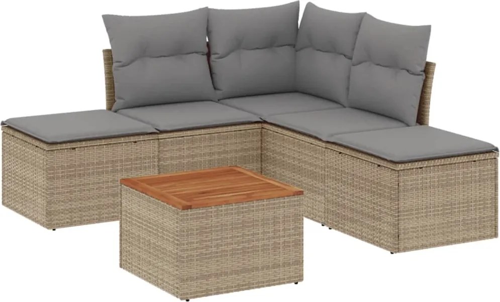 vidaXL Set canapele de grădină, 6 piese, cu perne, bej, poliratan
