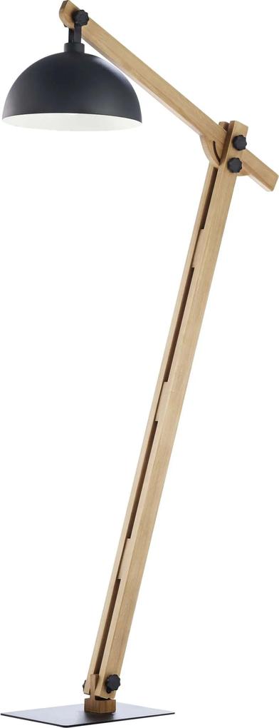 Lampadar Samantha, 180x84x33 cm, cherestea/ metal/ lemn, negru pin