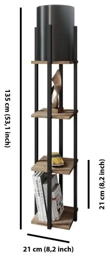 Lampadar cu rafturi NORA 1xE27/40W/230V negru/maro