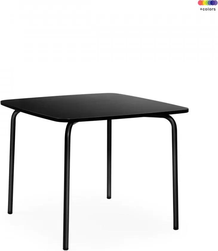 Masa dining neagra din placi laminate si otel 90x90 cm My Table Normann Copenhagen
