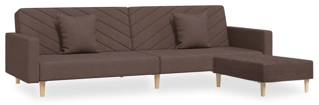 3081829 vidaXL Canapea extensibilă 2 locuri, 2 perne&taburet, gri taupe textil