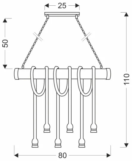 Lustră VINT pe lanț, 6xE27/40W/230V, din bambus