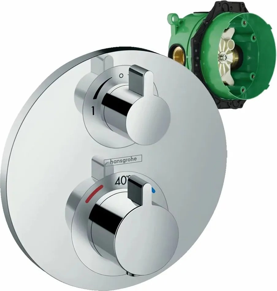 Baterie dus termostatata Hansgrohe Ecostat S doua functii crom si iBox inclus