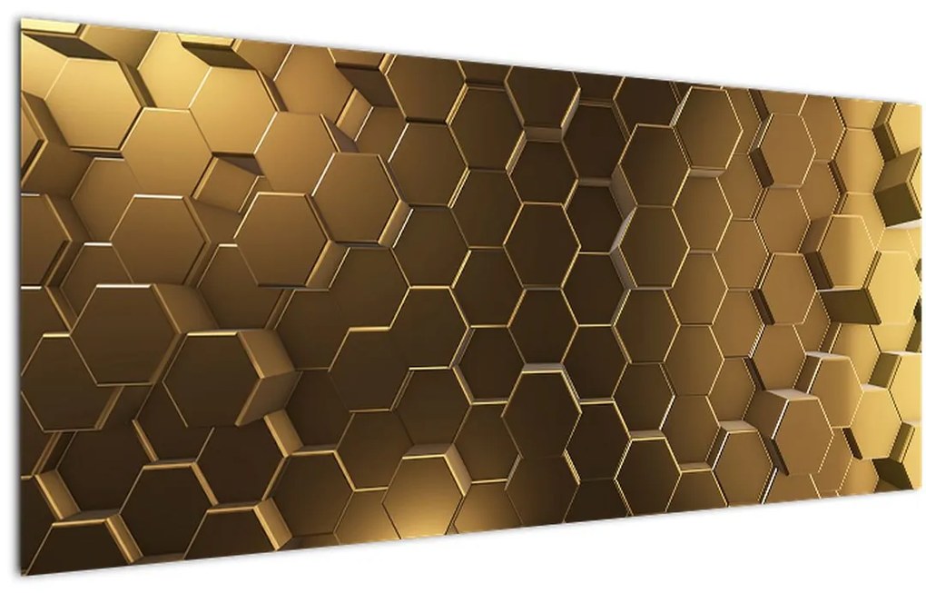 Tablou - Hexagoane verzi (120x50 cm)