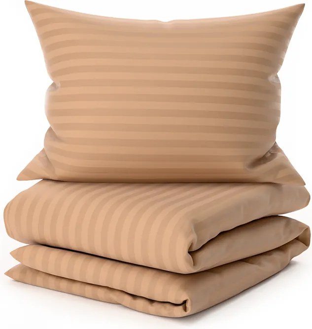 Lenjerie de pat din microfibra JASMINE maro - dunga 2 cm, buzunar hotelier Dimensiune lenjerie de pat: 70 x 90 cm | 140 x 200 cm