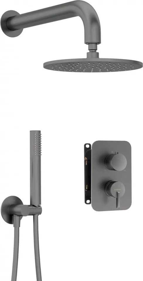 SILIA Set de Duș cu Montare Îngropată, cu BOX pentru Baterie finisaj titan BXYYDQSM