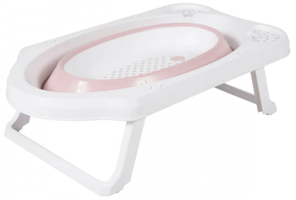 Cadita pliabila cu stender pentru bebelusi si copii NOVOKIDS™ Maoui Folding Tub, Baita bebe, Forma ergonomica, Dimensiuni 84x48x23 cm, Supapa
