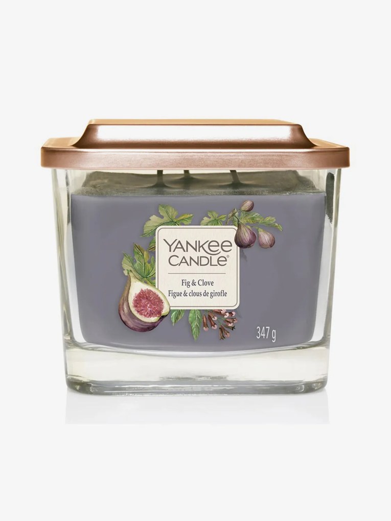 Yankee Candle violet parfumata lumanare Elevation Fig & Clove pătrata mijlocie 3 fitile