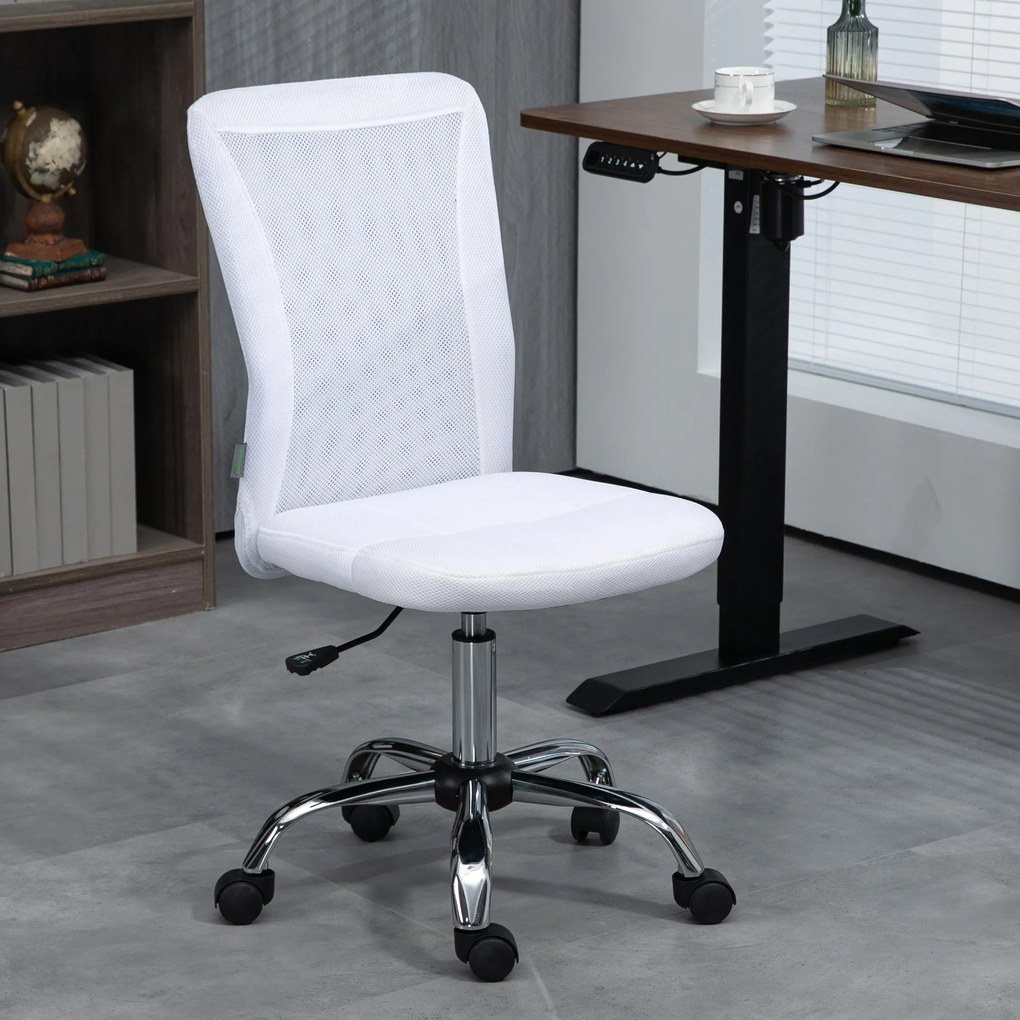 Vinsetto Scaun de birou ergonomic înălțime reglabilă picior cromat pivotant 360° îmbrăcăminte plasă albă | Aosom Romania