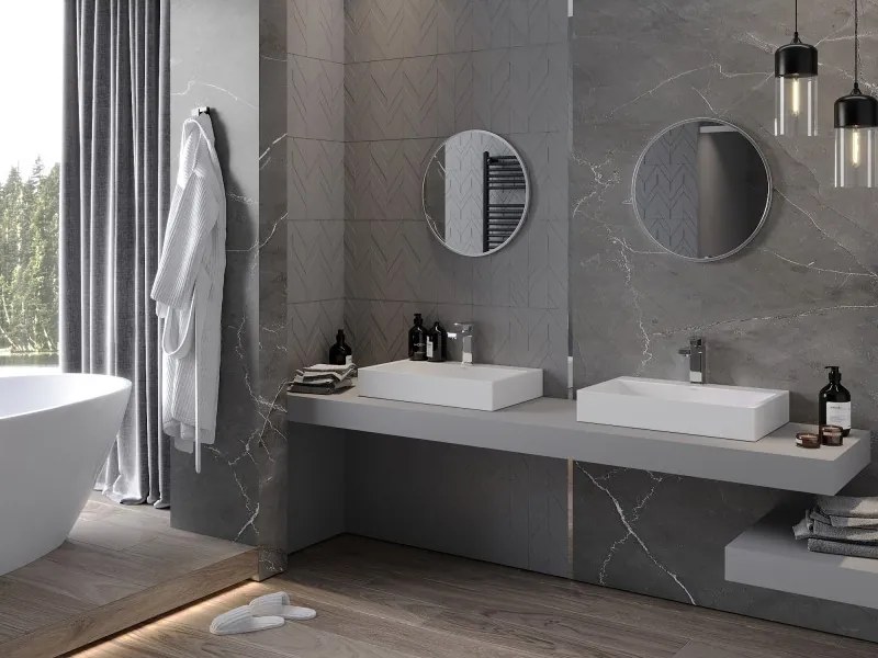 Mexen Loft oglindă de baie rotundă 50 cm, ramă inox - 9850-050-050-000-10