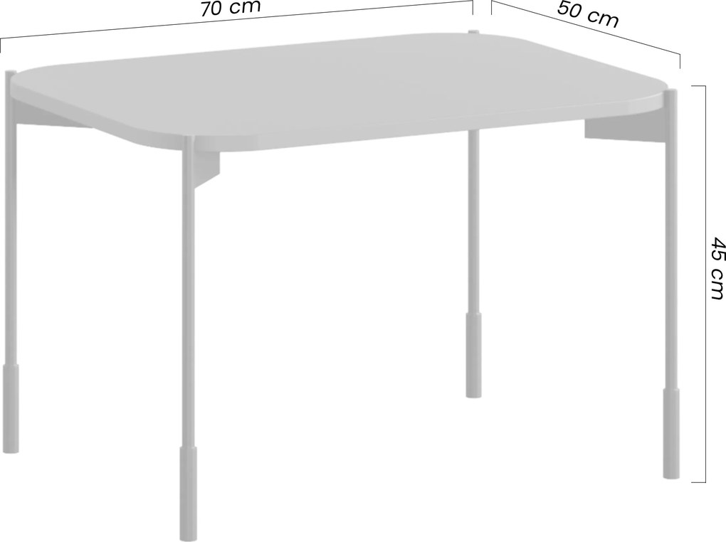 Măsuță de cafea dreptunghiulară Sonatia 70 cm cu picioare metalice - cașmir