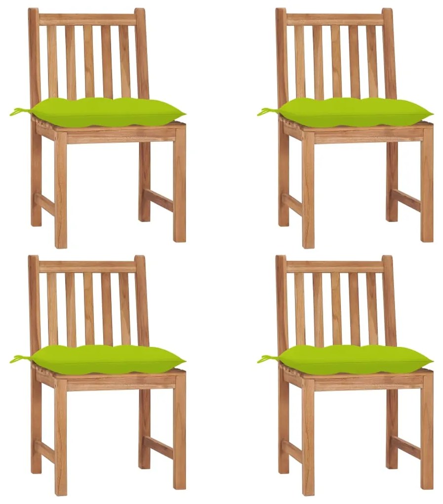 vidaXL Scaune de grădină cu perne, 4 buc., lemn masiv de tec