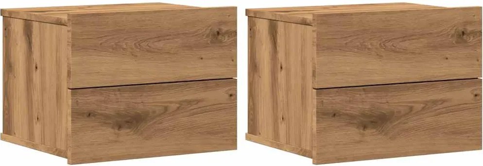 vidaXL Noptiere de perete, 2 buc., stejar artizanal, 40x32x30 cm