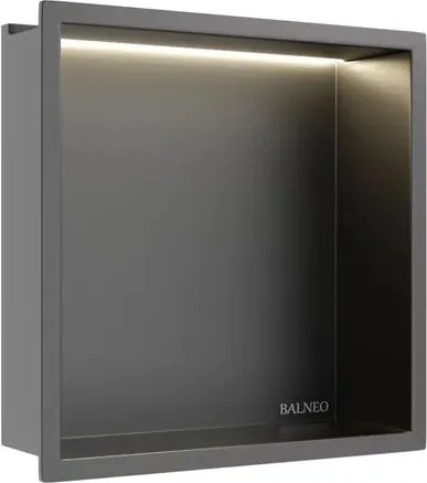 Raft incastrat patrat Balneo Wall-Box One LED cu rama 30x30x10 cm Gun Metal mat