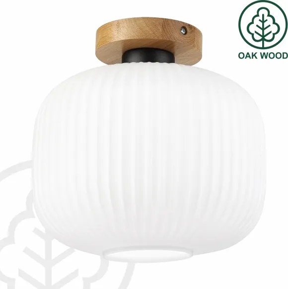 Plafonieră HARMA WOOD 1xE27/15W/230V, stejar/alb, Ø 25 cm