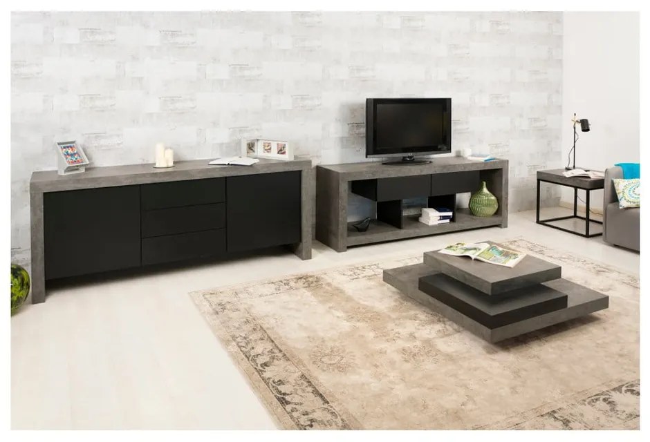 Măsuță de cafea TemaHome Slate, cu aspect de beton - negru