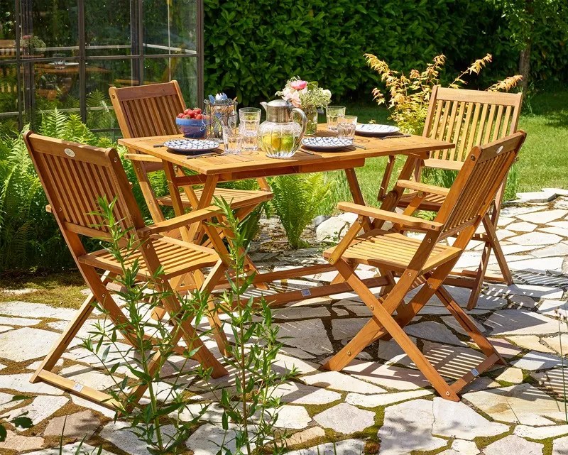 Casaria Set de mobilier SYDNEY, 5 piese, lemn natural