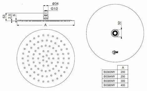 Palarie dus Ideal Standard IdealRain Luxe M1 rotunda 250 mm