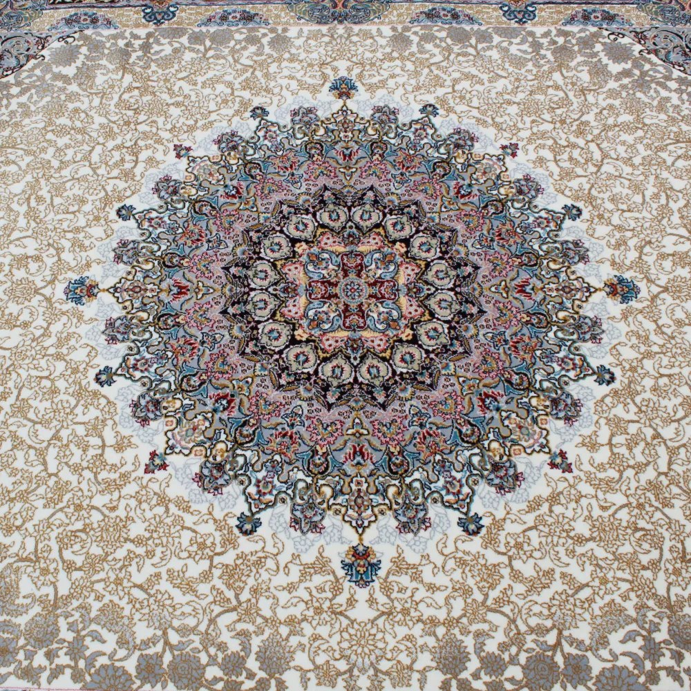 Covor Persan bej Kerman 140x200 covor mecanic elegant pentru living sau dormitor