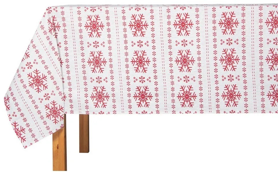 Fată de masă de Crăciun Red Snowflakes, 130 x 180cm
