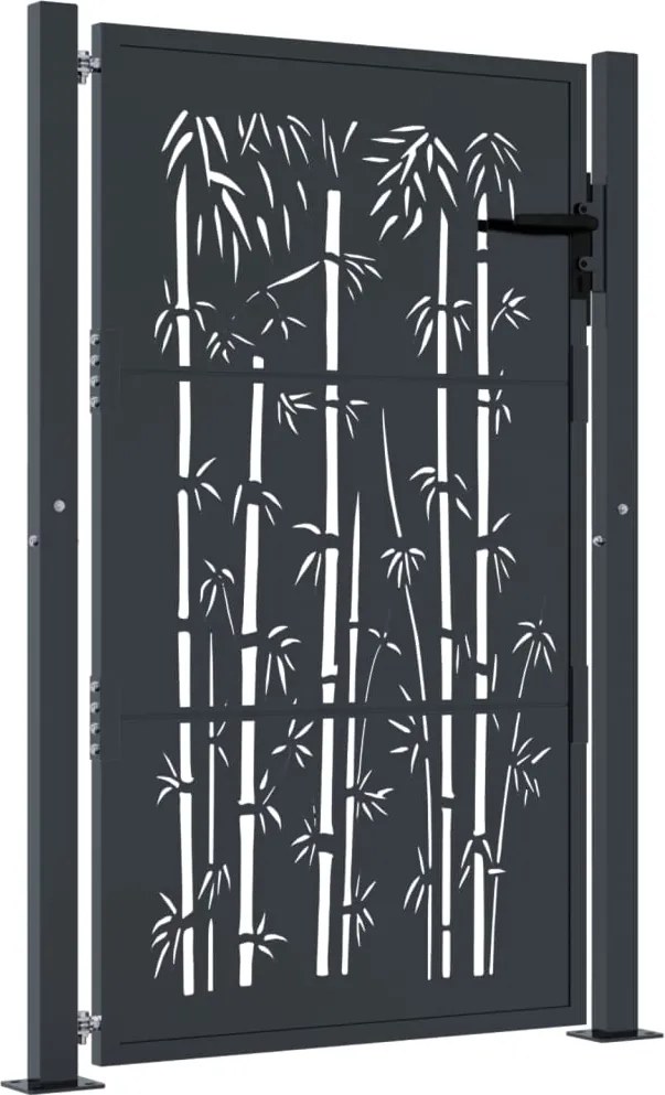 vidaXL Poartă de grădină antracit 100x125 cm oțel, design bambus
