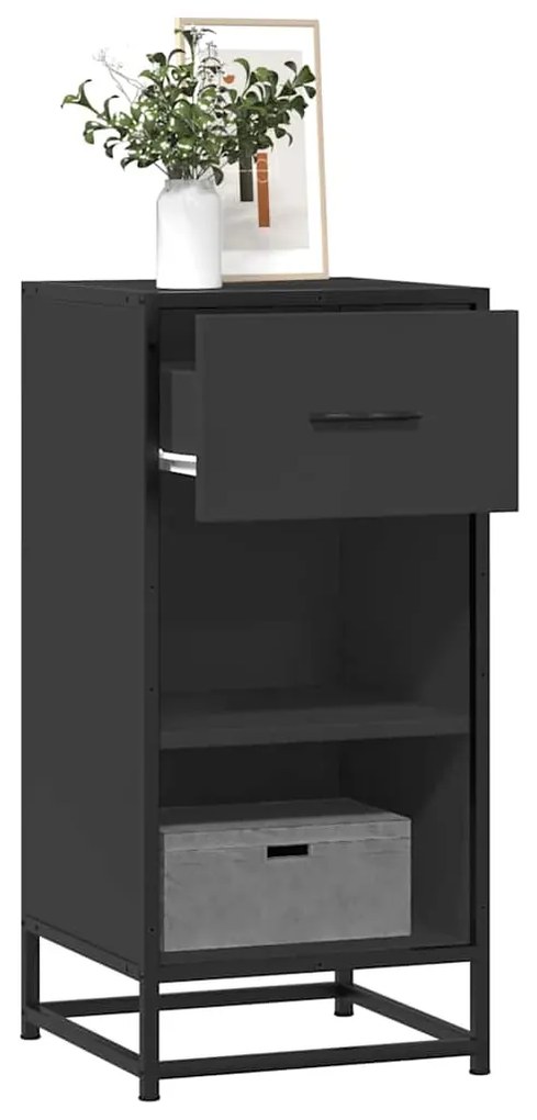 vidaXL Dulap, negru, 35,5x35x76 cm, lemn prelucrat și metal