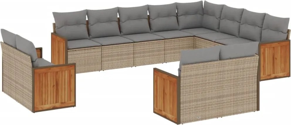 vidaXL Set canapele de grădină cu perne, 12 piese, bej, poliratan