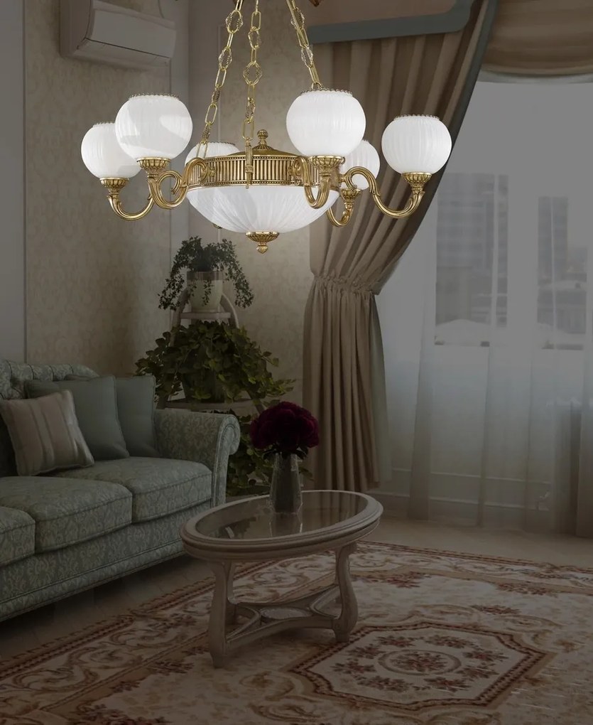 Candelabru clasic din alama 6+2 design italian 9350