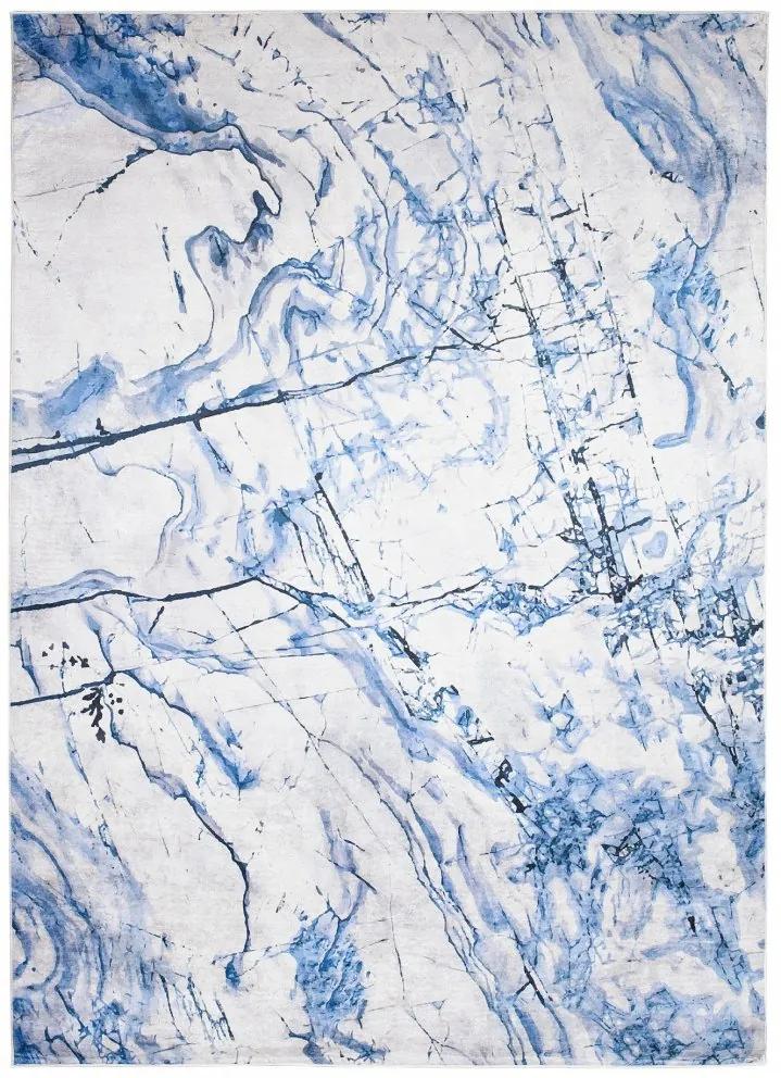Covor simplu alb și albastru cu model abstract Lăţime: 140 cm | Lungime: 200 cm