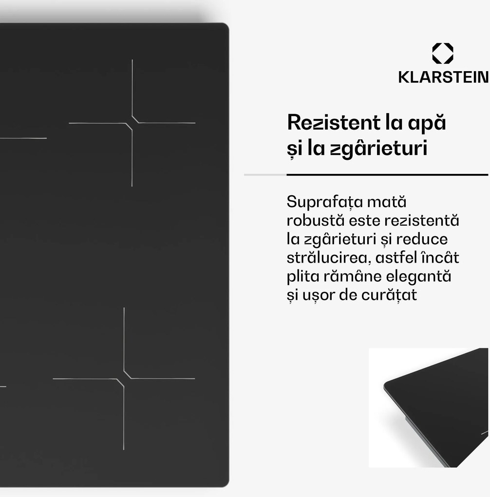Klarstein Plită cu inducție PowerGlide | suprafață rezistentă la zgârieturi | 4 zone de gătit | 7400 W | 60 cm