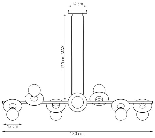 Lustră pe cablu TOKEN 8xE27/15W/230V negru