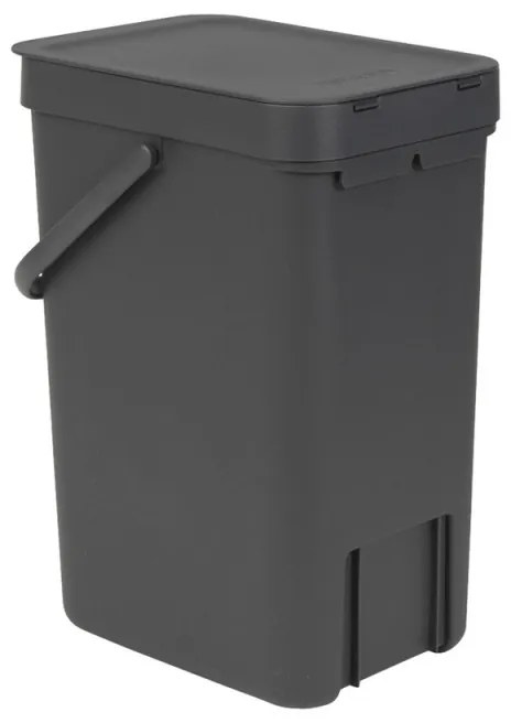 Cos de colectare selectiva Brabantia Sort&Go 647670, 12 L, Maner, Montabil pe perete, Gri inchis