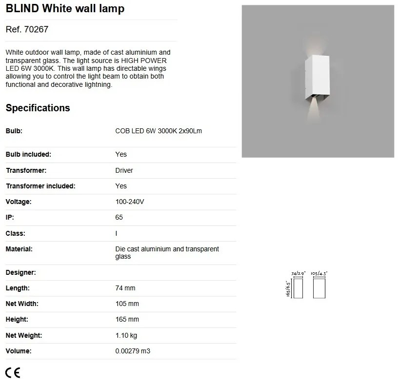 Aplica LED de exterior ambientala design modern IP54 BLIND alba