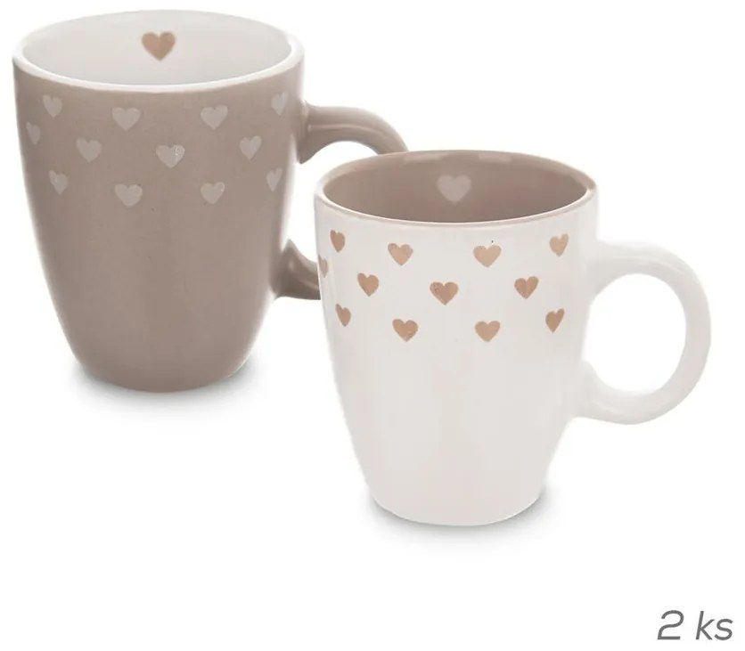 Set de 2 căni ceramice Orion Love Me,140 ml