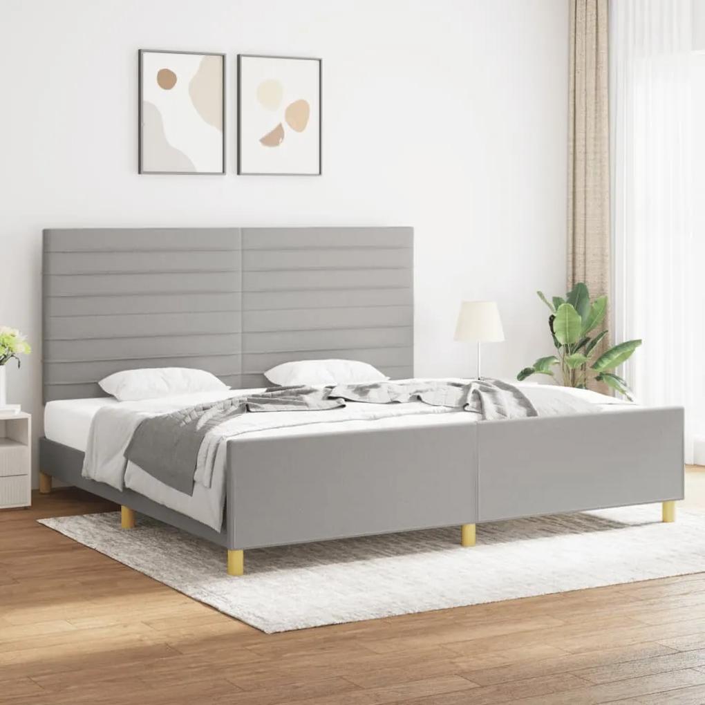 3125162 vidaXL Cadru de pat cu tăblie, gri deschis, 200x200 cm, textil