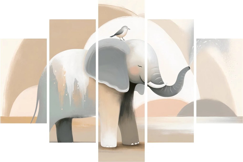 Tablou - Elefant în culori pastel (150x105 cm)