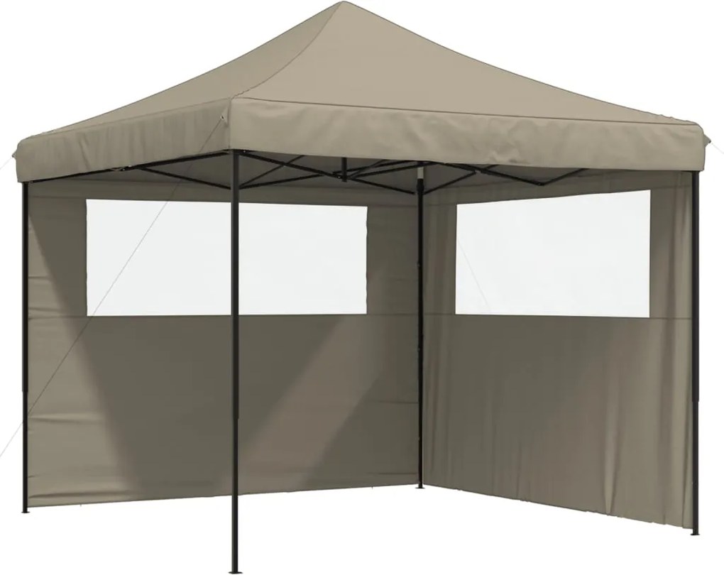 vidaXL Cort pliabil pentru petreceri cu 2 pereți laterali, gri taupe