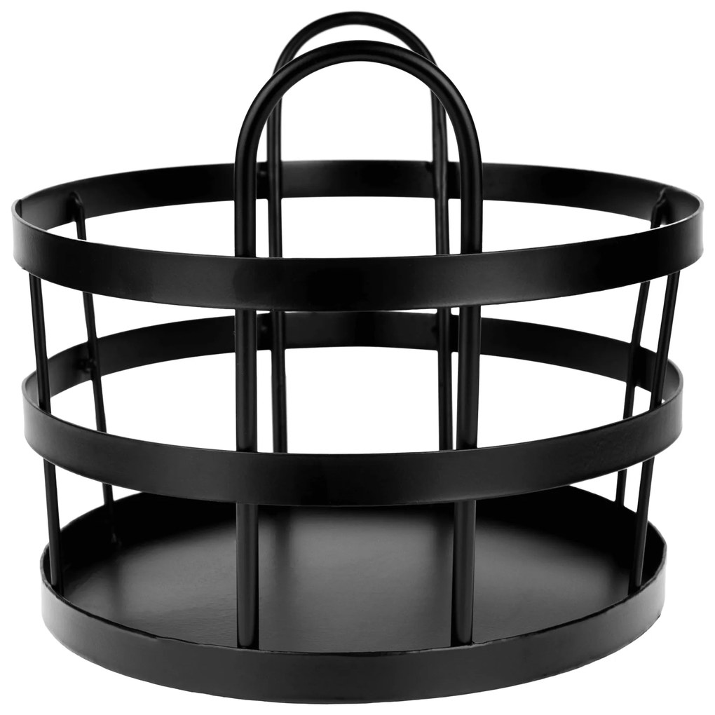 Coş pentru lemne, negru, metal, BRUT