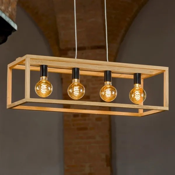 Lustră pe cablu Spot-Light 61590474 KAGO 4xE27/60W/230V stejar mat