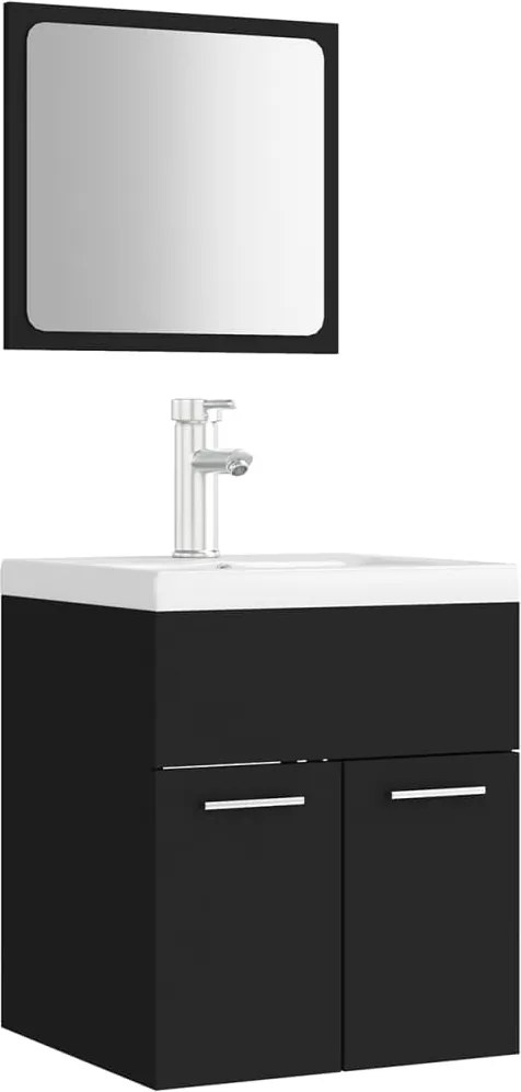 vidaXL Set mobilier de baie, negru, lemn prelucrat