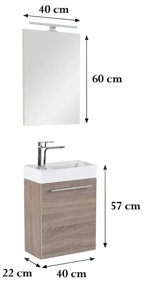 Mobilier de baie fantastic Melanie cu oglindă, culoare stejar York