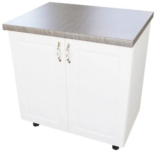 Masca pentru chiuveta cu 2 usi 80 cm Zebra, alb/MDF Alb Mat, cu blat Beton, 80 x 85 x 60 cm