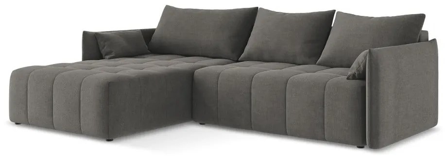 Colțar gri închis extensibil/cu spațiu de depozitare (cu colț pe partea stângă/cu șezlong) Moku – Makamii