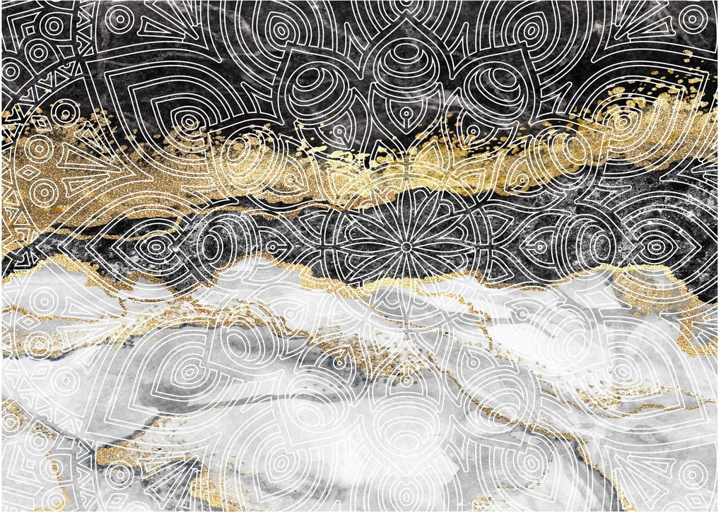 Tablou pe sticlă - Mandala în marmură (70x50 cm)