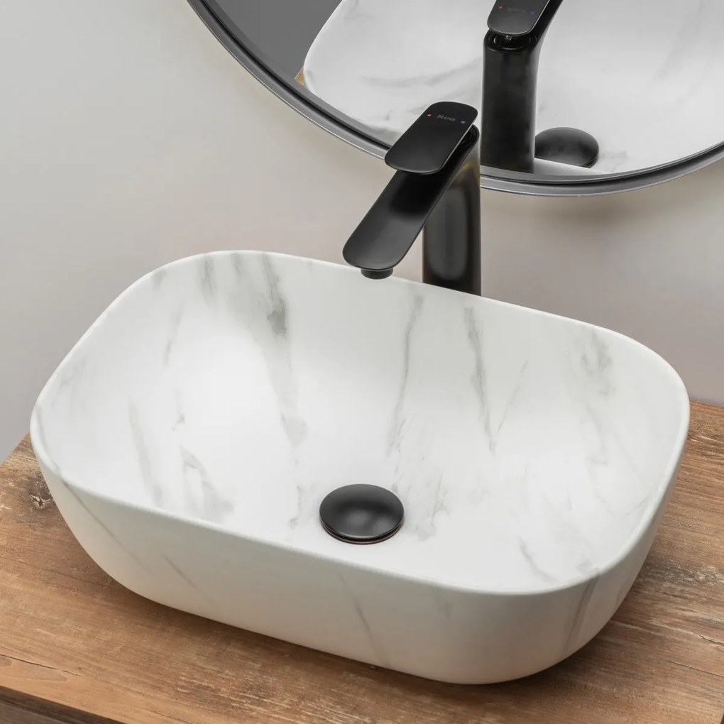 Lavoar Belinda Marmura Mat ceramica sanitara - 46 cm