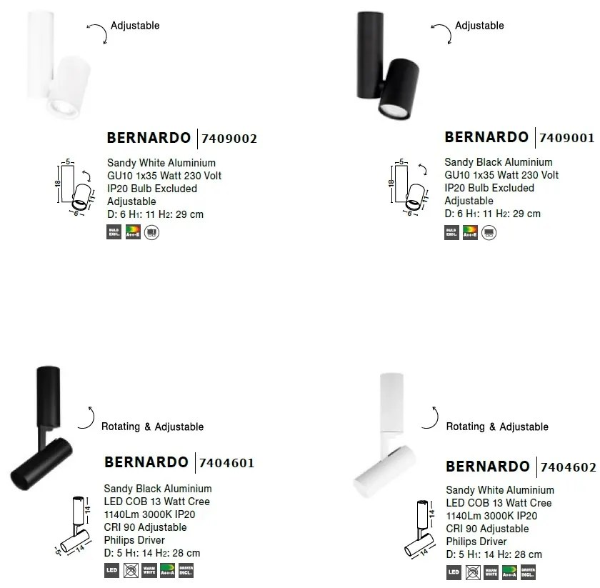Spot LED aplicat, directionabil BERNARDO negru NVL-7404601